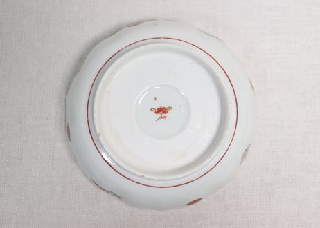 明治前期色絵網手に鶴と梅に鶯図通り物なます皿