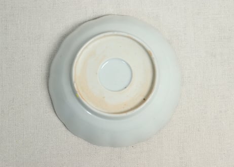 江戸後期染付波千鳥と丸窓絵図なます皿②高台あたり傷