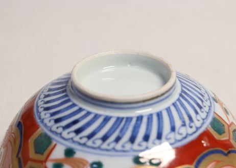 明治前期色絵柳に鮎図蓋茶碗