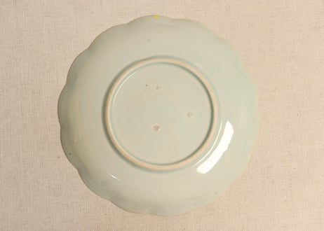 江戸幕末染付氷裂と富士図７寸皿③甘手､ノミホツ