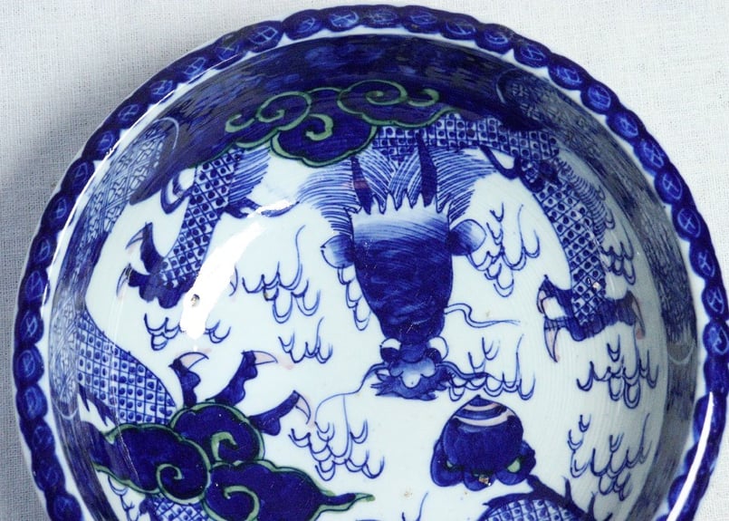 明治前期染付龍図8寸鉢 2客セット | 吉祥寺PukuPuku