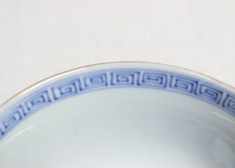明治前期色絵三方に竹梅図通り物飯茶碗