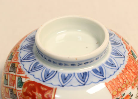 明治前期色絵柴垣に梅と龍図通り物蒸茶碗