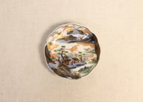 明治前期色絵山水図通り物豆皿