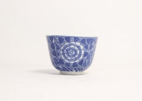 明治後期～大正銅判牡丹唐草図向付 窯傷