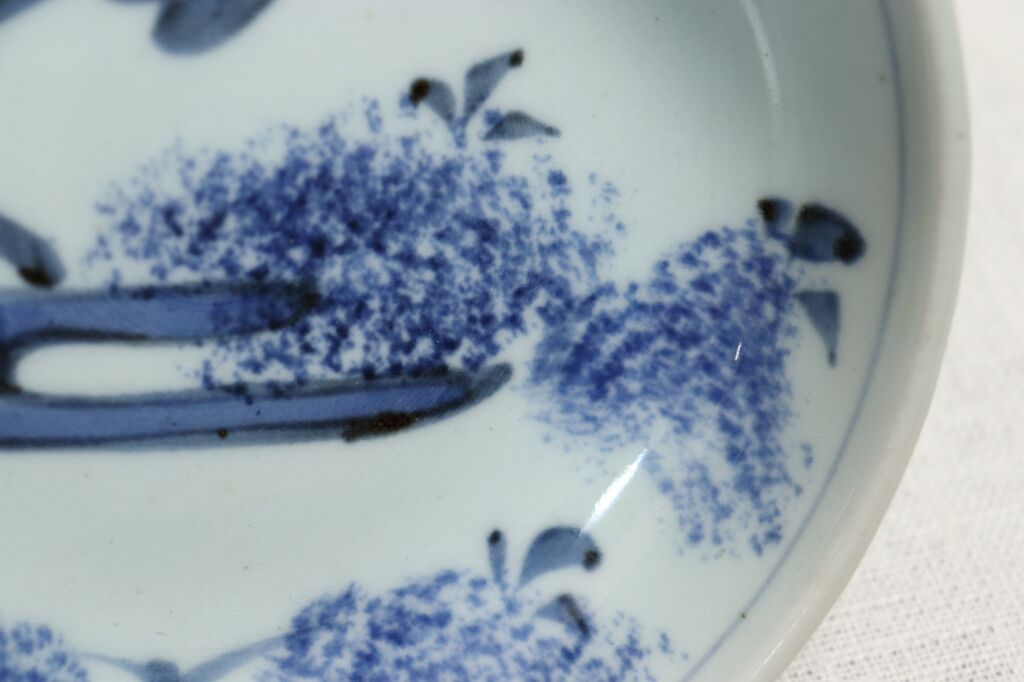 送料無料　幕末～明治　手書き達磨図小皿　径12.5ｃｍ 江戸幕末染付松図なます皿 | 吉祥寺PukuPuku