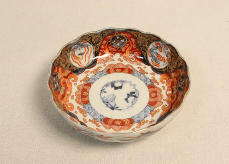 明治前期色絵四方に龍と鳳凰図通り物なます皿①