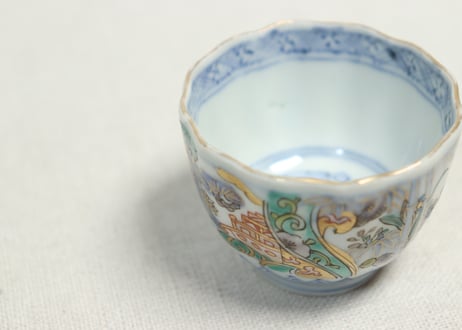 明治前期色絵鶴と松竹梅図通り物小向付