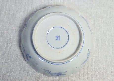 明治前期染付麒麟と梅図大なます皿