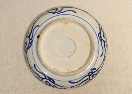 明治前期紙刷牡丹図５寸皿