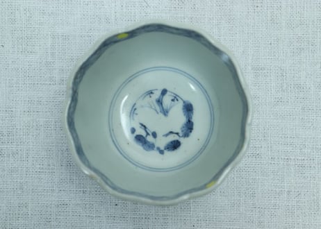 江戸幕末染付蛸唐草文向付 ノミホツ