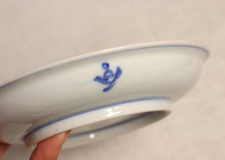 明治後期～大正染付いかだ人物図5寸皿