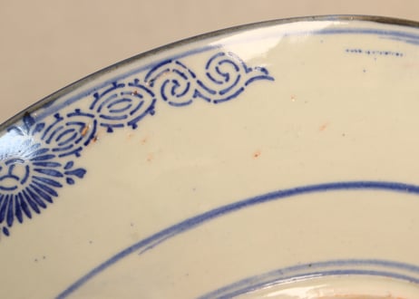 明治後期～大正紙刷牡丹図９寸皿