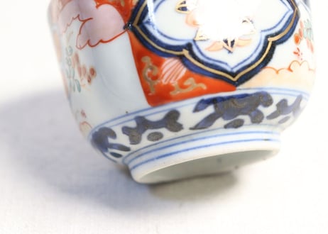 明治前期色絵四方に椿と萩図入隅角向付