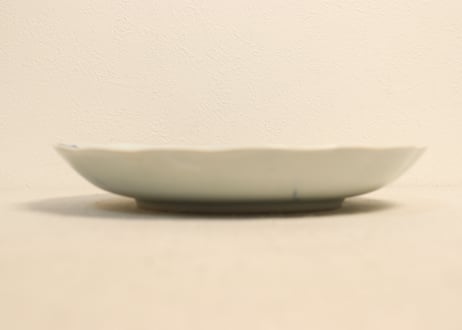 江戸幕末染付竹と鶴図7寸皿②少甘手
