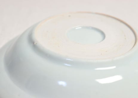 江戸幕末染付三方に草花と虫図6寸皿 がたつき,少甘手