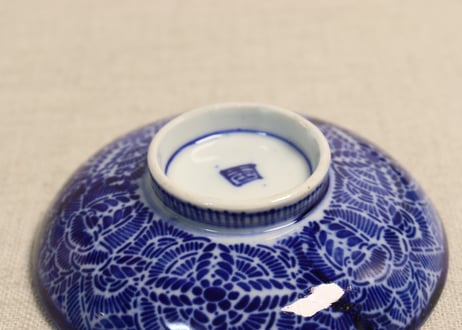 明治前期紙刷六方に花図飯茶碗