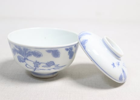 明治後期～大正銅判鼠大根図蓋茶碗③蓋小ニュウ