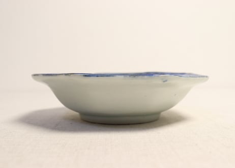 江戸後期染付水仙図八角なます皿①薄め　少甘手,フリモノ,ややかたつき