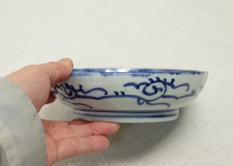 明治前期紙刷菊と山水図なます皿