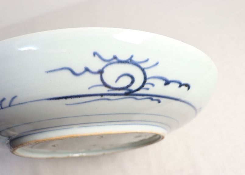 363 古伊万里 鉄絵染付 氷裂輪線文 筆筒 江戸後期/書道具 文房四宝 香炉 363 古伊万里 鉄絵染付 氷裂輪線文 筆筒 江戸後期/書