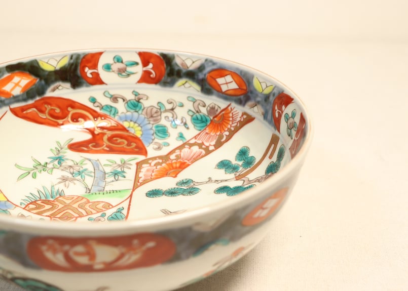 明治前期色絵松竹梅に鶴図7寸鉢 | 吉祥寺PukuPuku