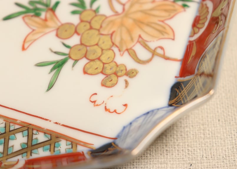 明治前期色絵葡萄図ひし形皿②ノミホツ | 吉祥寺PukuPuku