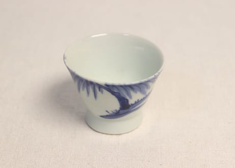 江戸後期染付柳図広東型向付