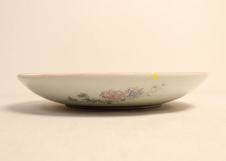 明治前期九谷焼色絵家風景図通り物8寸皿②　ノミホツ