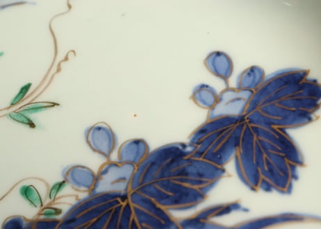 江戸中期色絵桐に蔦花図7寸皿②フリモノ