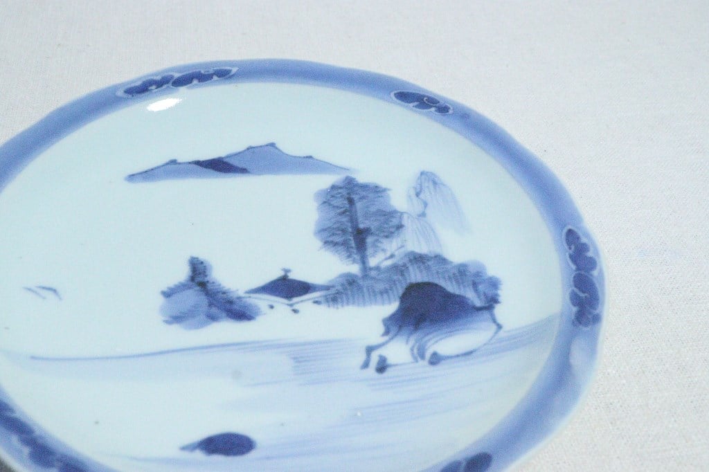 染付絵皿　山水画　25㎝　深皿 染付絵皿 山水画 25㎝ 深皿 江戸後期染付山水図尺