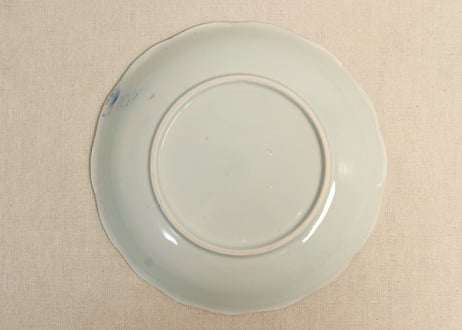 江戸幕末染付扇面に山水図7寸皿
