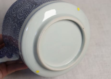 明治前期染付蛸唐草文銚子2pセット トリアシ,蓋ホツ,注ぎ口ノミホツ
