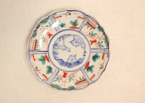 明治後期～大正色絵唐子と松鶴図7寸皿