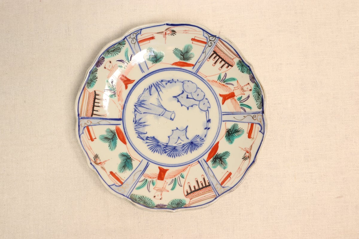 明治後期～大正色絵唐子と松鶴図7寸皿 | 吉祥寺PukuPuku