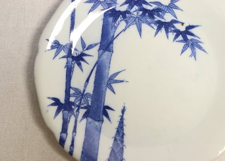 明治後期～大正銅判竹と筍図7寸皿①
