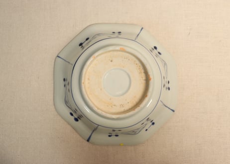 江戸幕末染付竹梅図八角鉢　ノミホツ