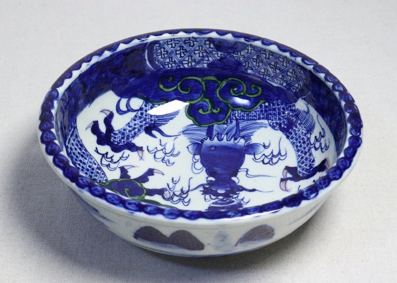 大助 龍図染付角下方鉢 盆栽鉢 唐峰造 大助 龍図染付角下方鉢 盆栽鉢 唐峰造 大助 龍図