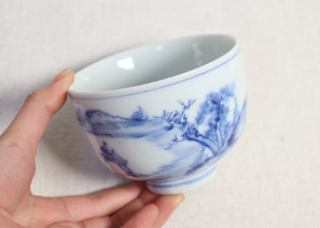 明治後期～大正染付筏人物図つぼ碗