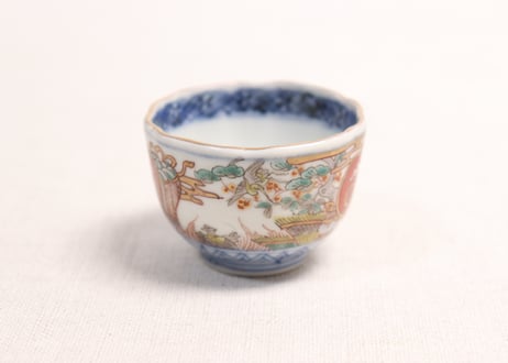 明治前期色絵松竹梅に鶴亀図通り物小向付