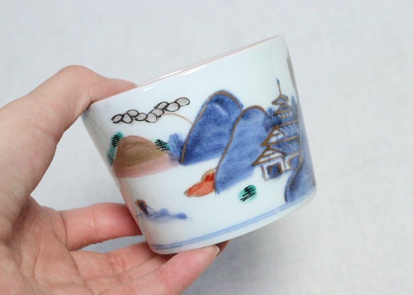 江戸中期色絵山水図猪口 | 吉祥寺PukuPuku