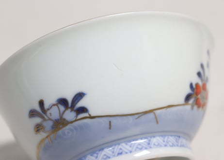 明治前期色絵三方桜図蓋茶碗