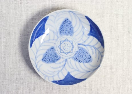 大正～昭和戦前ゴム判三方に芭蕉図小皿