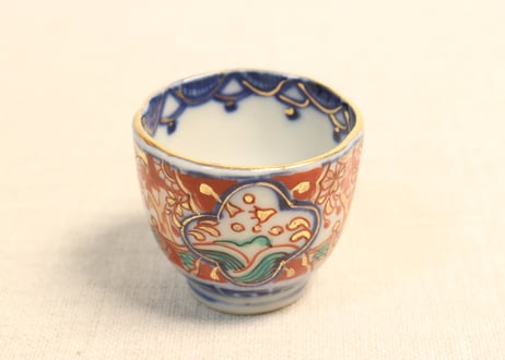 明治後期~大正色絵桜と波千鳥図通り物小向付