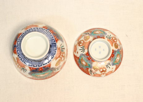 明治前期色絵兎図通り物飯茶碗①