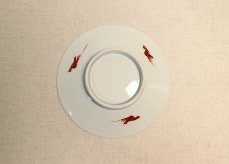 大正～昭和戦前色絵獅子と三方に牡丹図5寸皿