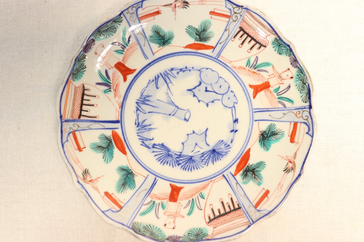 明治後期～大正色絵唐子と松鶴図7寸皿 | 吉祥寺PukuPuku