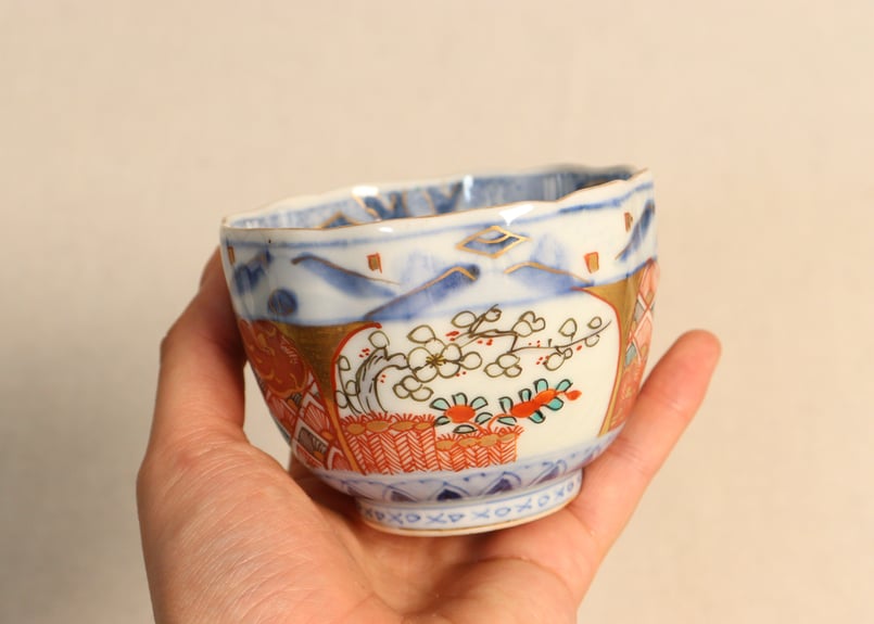 柿右衛門　色絵　梅に柴垣文角皿　五客組　江戸時代後期〜明治時代頃　名品 柿右衛門の取扱商品 | 東洋古陶磁の前坂晴天堂
