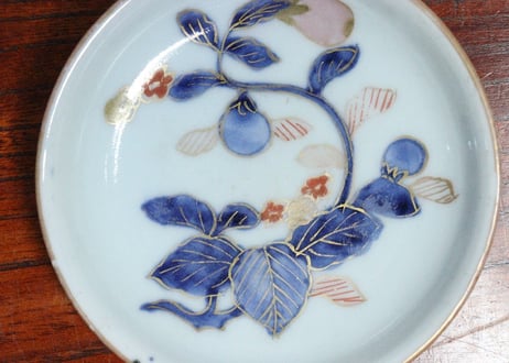 江戸中期色絵茄子図小皿➁　ノミホツ