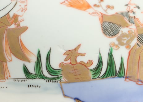 明治前期色絵高砂図通り物7寸皿
